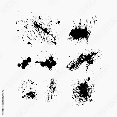 Bloodstain set of paint brush stroke drip splatter