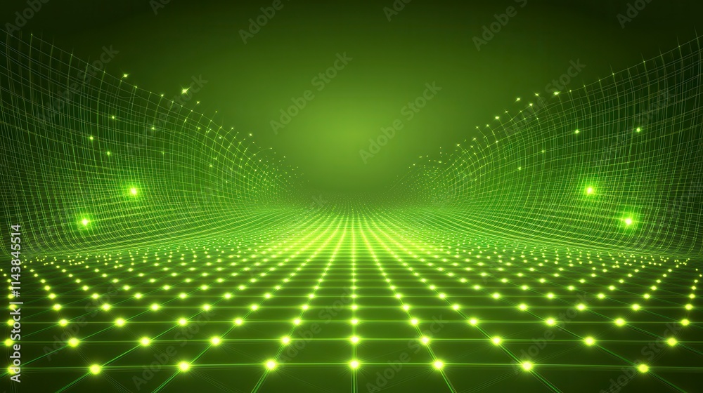 Obraz premium Dynamic Network Visualization: Futuristic Grid Pattern