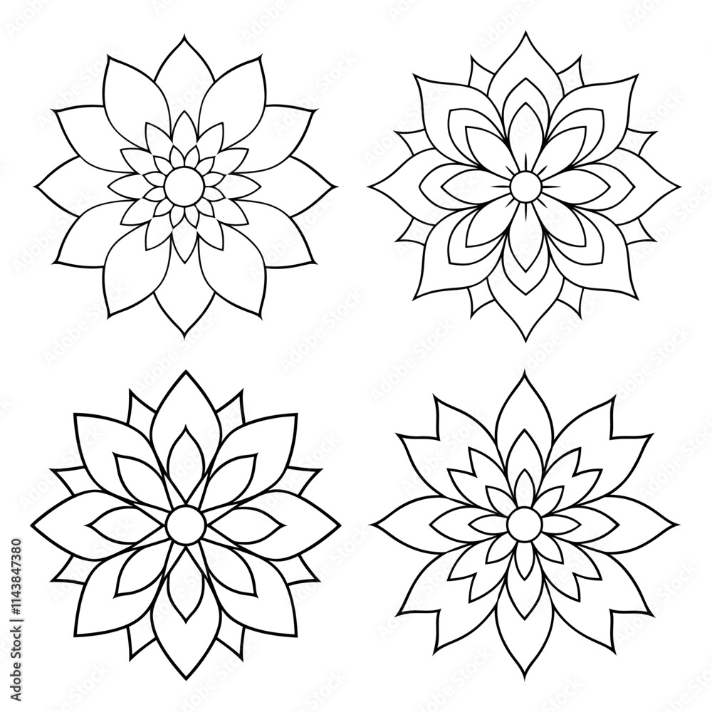 Obraz premium Collection of outline mandalas for coloring