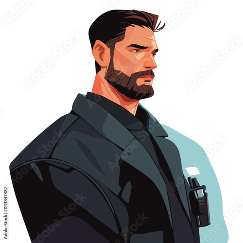 Vector design and illustration of a male bodyguard