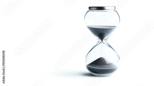 Hourglass symbolizing the passage of time, white isolate background