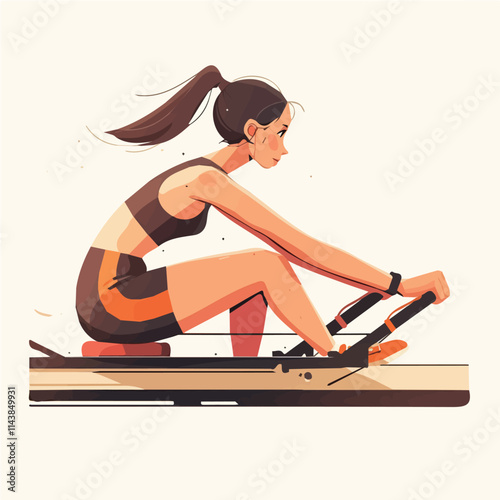 Vector illustration of a female character exercising in a gym