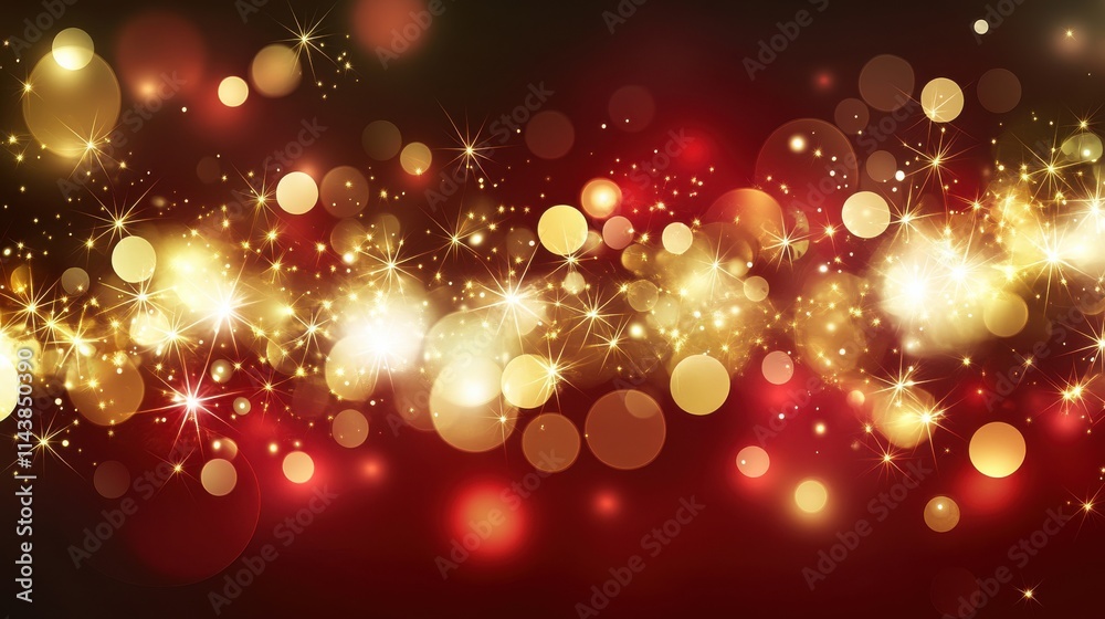 Radiant gold sparkles on elegant deep red background abstract visual art digital design vibrant atmosphere close-up viewpoint luxury concept for eye-catching aesthetics Radiant gold sparkles on elegant deep red background abstract visual art digital design vibrant atmosphere close-up viewpoint luxury concept for eye-catching aesthetics