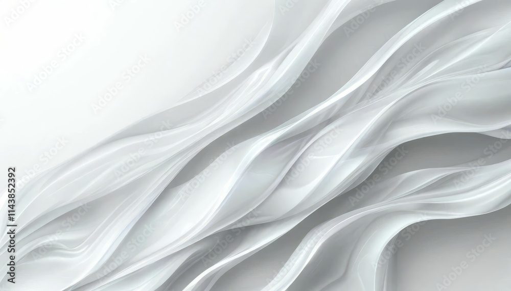 Obraz premium Elegant white fabric or surface with flowing, diffused light and subtle folds, offering a calm and neutral visual for backgrounds or decorative purposes.