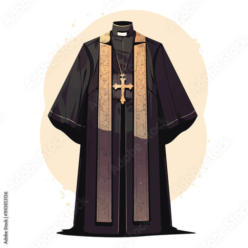 Illustration of a Christian dress and priest