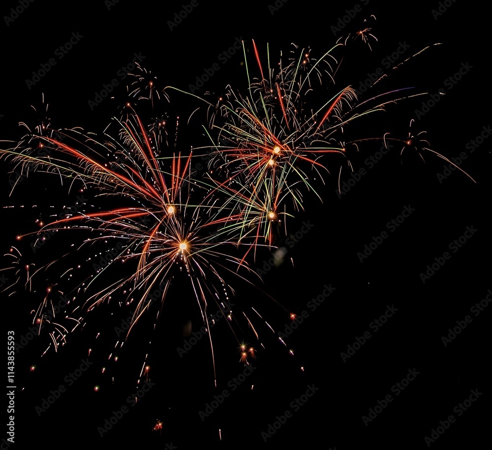 fireworks in the sky, fireworks light against the background of the night sky