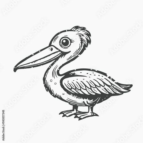 Pelican Bird Silhouette Design Isolated object on a white background
