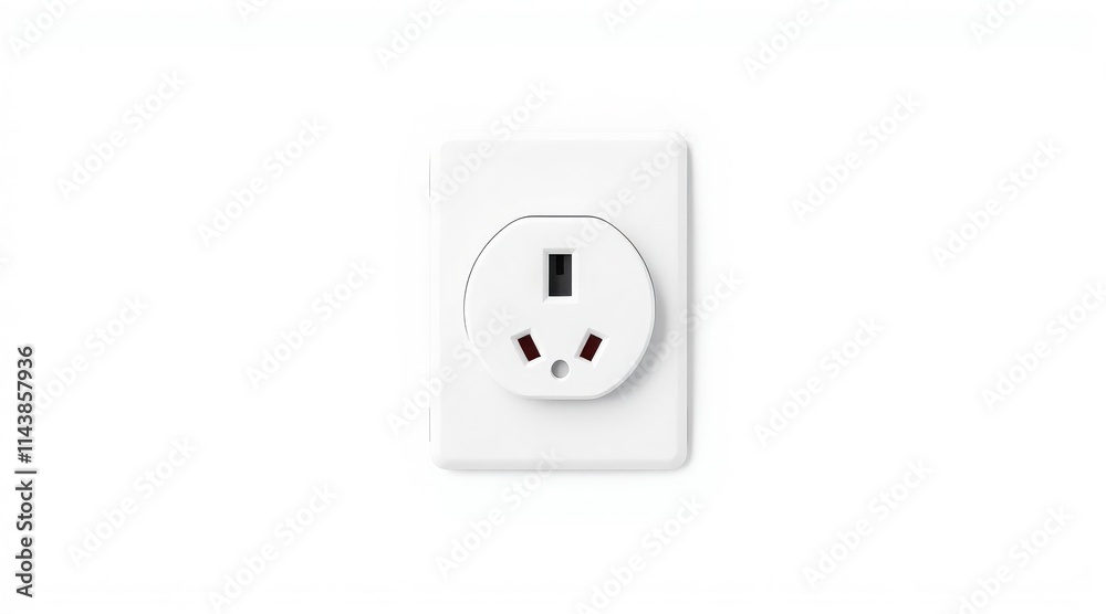 White electrical wall socket on a plain white background White electrical wall socket on a plain white background