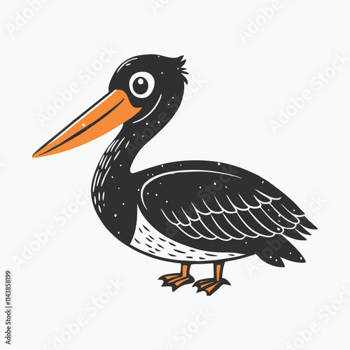 Pelican Bird Silhouette Design Isolated object on a white background