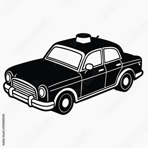 car, police car Vector illustration in cartoon childish style. Isolated funny clipart on white