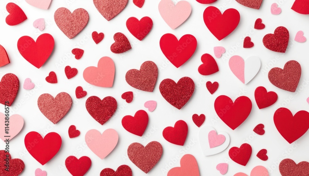 Lovely Valentine's Day Hearts Collection: Red, Pink, and White Glitter Hearts Background Lovely Valentine's Day Hearts Collection: Red, Pink, and White Glitter Hearts Background
