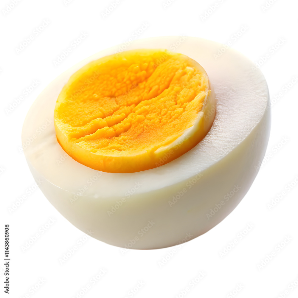 slice of boiled egg on white background slice of boiled egg on white background