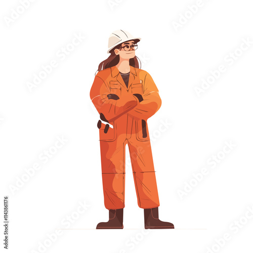 Illustration of a worker character wearing safety clothing