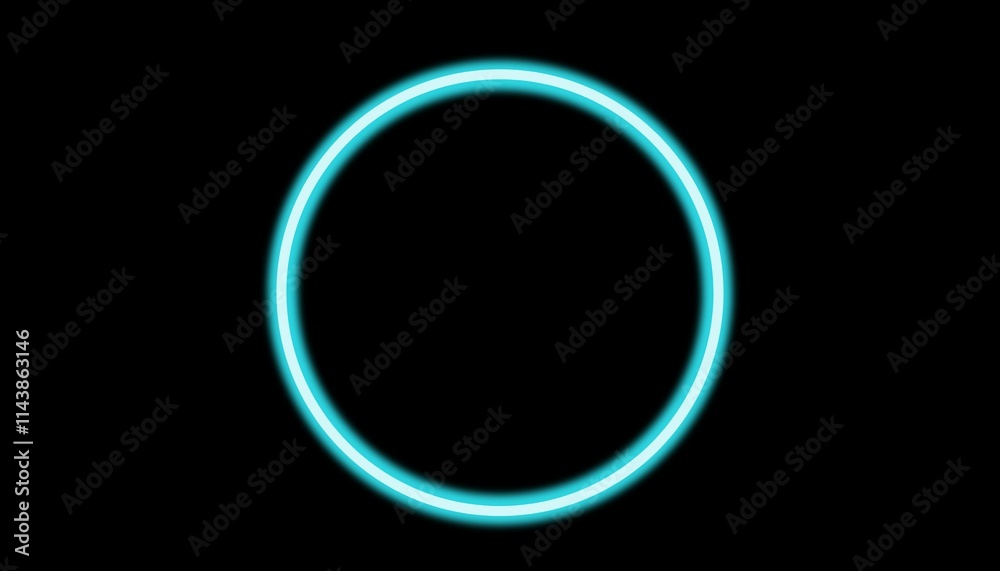 blue glowing sphere, neon light blue glowing sphere, neon light