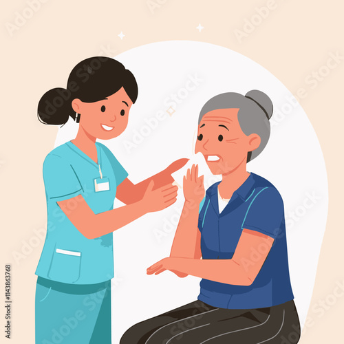 Caring Nurse Assists Elderly Patient Hygiene Demonstrating Compassionate Healthcare Palliative care