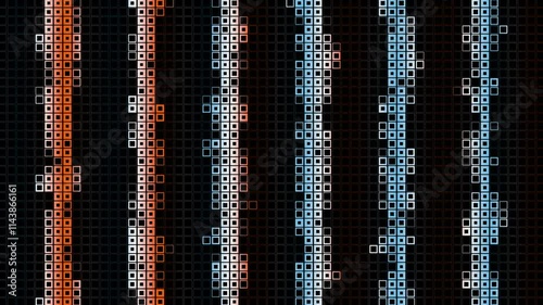 4k 60 FPS VJ loop, Seamless looping animation of colourful pixels, motion graphic. Black background.