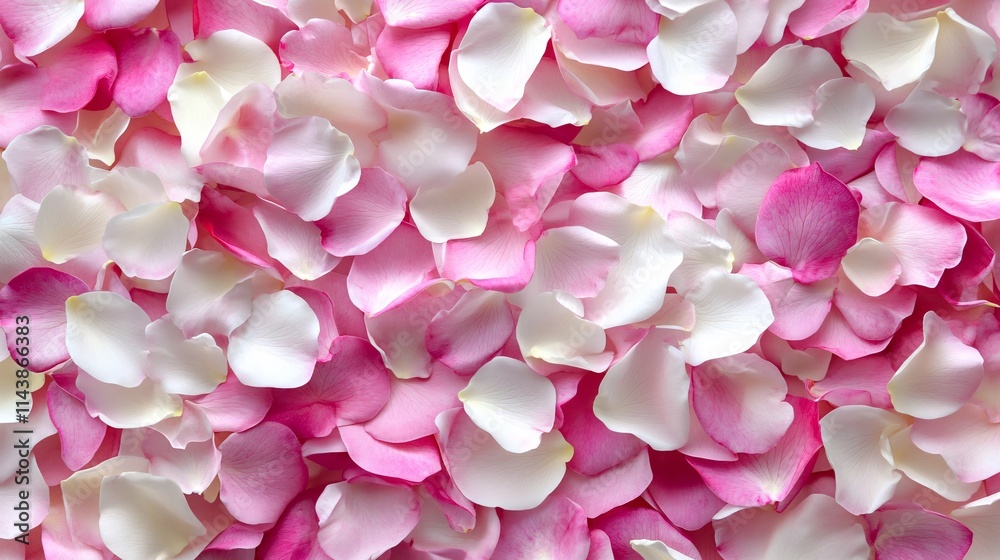 Obraz premium A vibrant mix of pink and white rose petals, creating a lush and romantic backdrop.