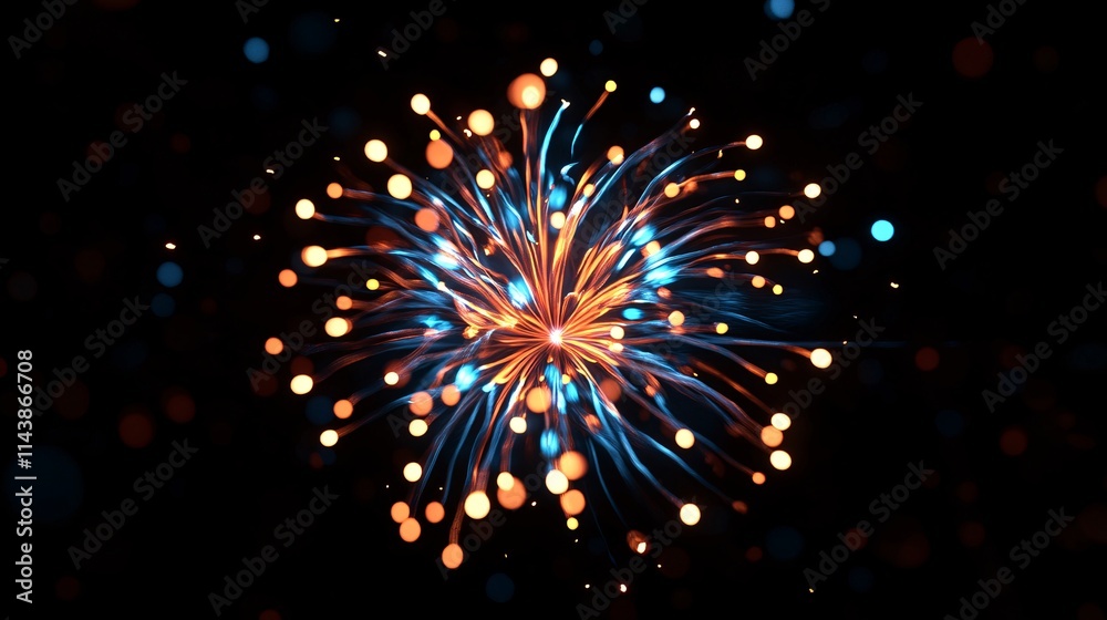 Fototapeta premium Vibrant explosion of colorful lights in a dark setting, creating a mesmerizing visual effect.
