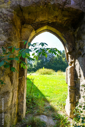 View of the old ruins of Schaaken Monastery. Benedictine monastery near Lichtenfels.
 photo