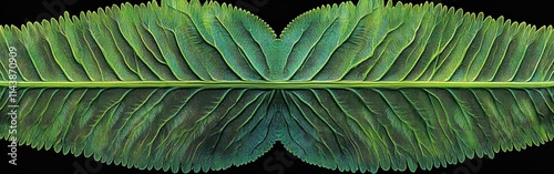 Close-up view of a fern leaf showcasing its intricate fractal patterns under soft natural light photo