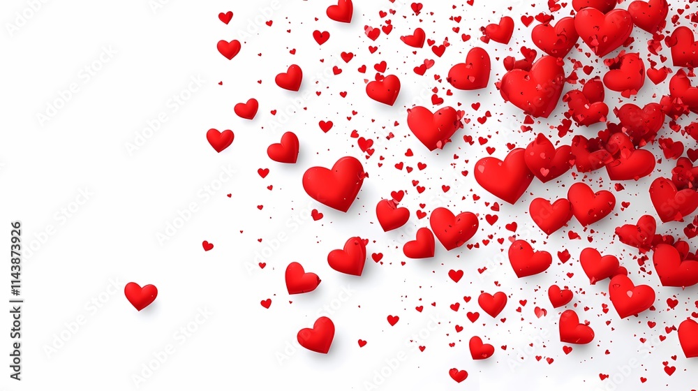 Vibrant Red Hearts Floating Against a White Background, Perfect for Representing Love, Romance, and Affection in Any Creative Project or Design Vibrant Red Hearts Floating Against a White Background, Perfect for Representing Love, Romance, and Affection in Any Creative Project or Design