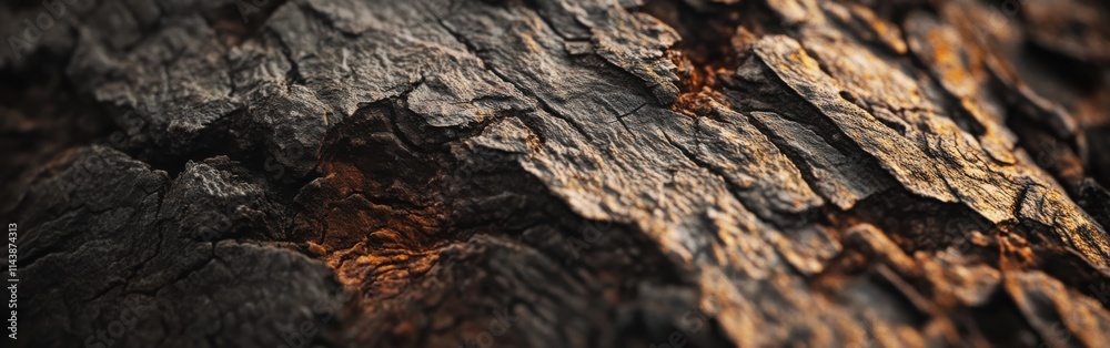 Detailed close-up view of textured rough tree bark showcasing natural patterns and colors in sunlight Detailed close-up view of textured rough tree bark showcasing natural patterns and colors in sunlight