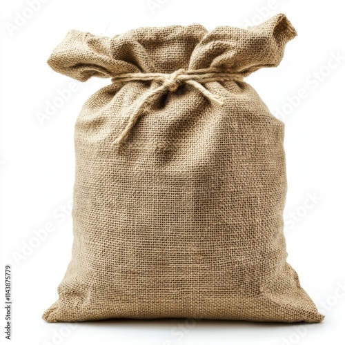 Burlap sack isolated on white background photo