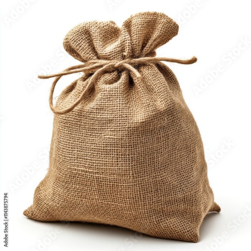 Burlap sack isolated on white background photo