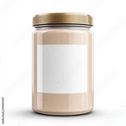 Can of protein or gainer powder isolated on white background photo