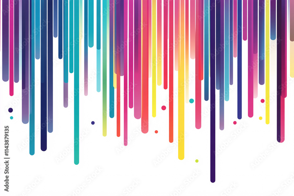 An abstract design of vertical colorful lines resembling dripping paint in shades of pink blue yellow and purple on a white background
An abstract design of vertical colorful lines resembling dripping paint in shades of pink blue yellow and purple on a white background