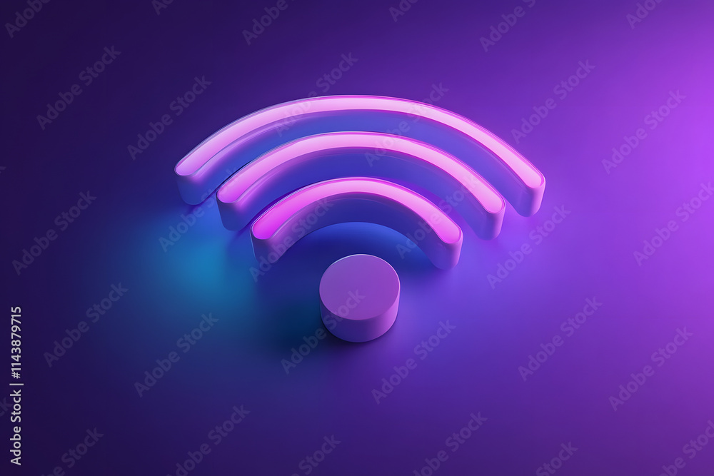 3d wifi icon on violet background 3d wifi icon on violet background