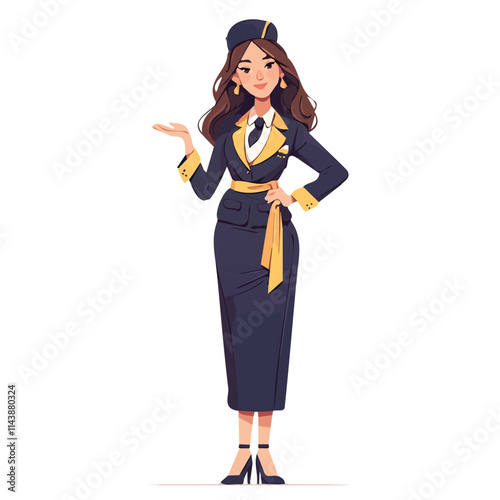 Vector illustration of a flight attendant character