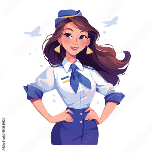 Vector illustration of a flight attendant character