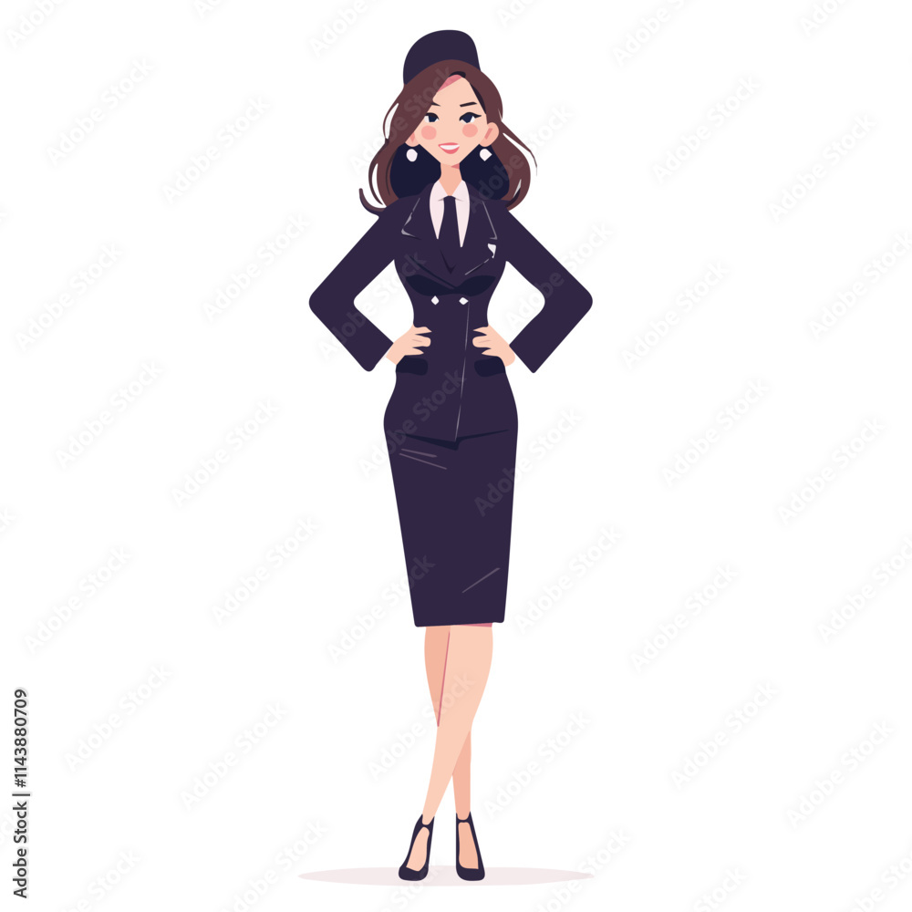 Vector illustration of a flight attendant character Vector illustration of a flight attendant character