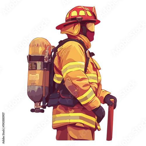 Vector illustration of a firefighter