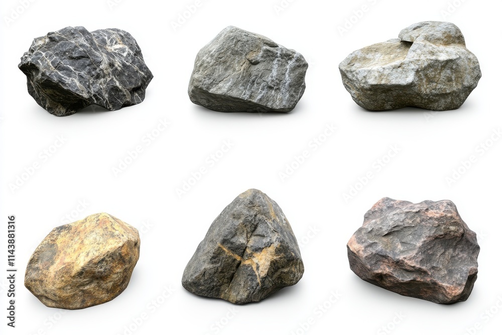 Collection set of rocks isolated on white background Collection set of rocks isolated on white background