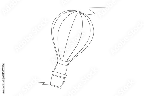 Hot air balloon concept one-line drawing