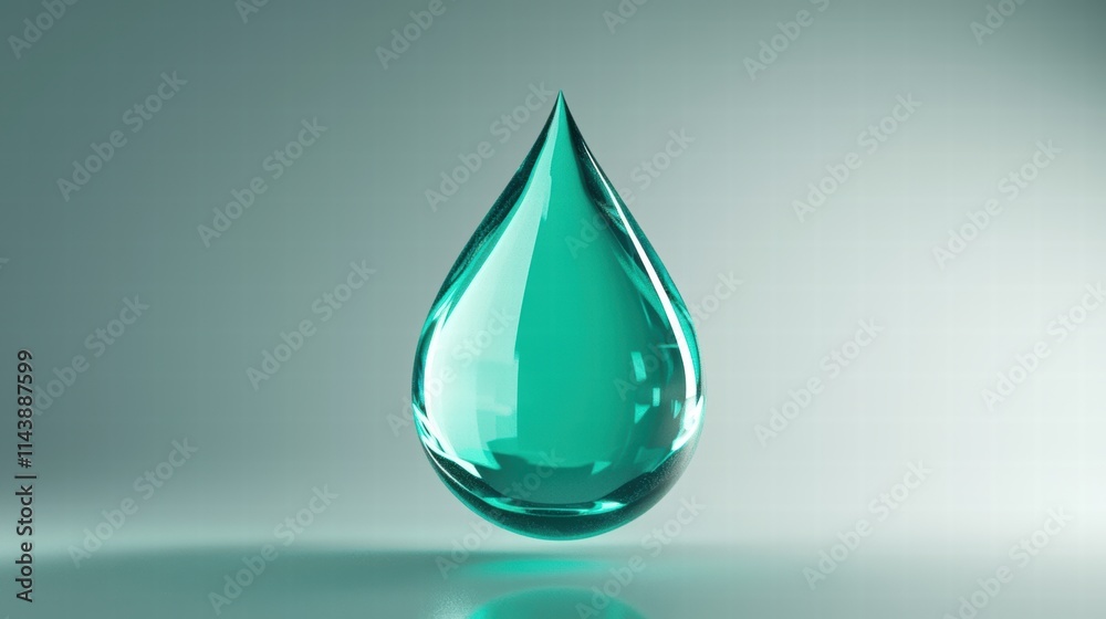 Teal droplet icon on gradient background for modern design Teal droplet icon on gradient background for modern design