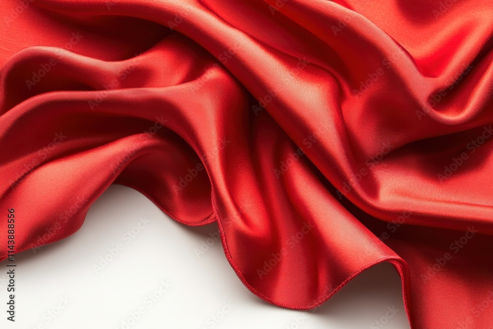 Obraz premium Flowing red fabric isolated on white background