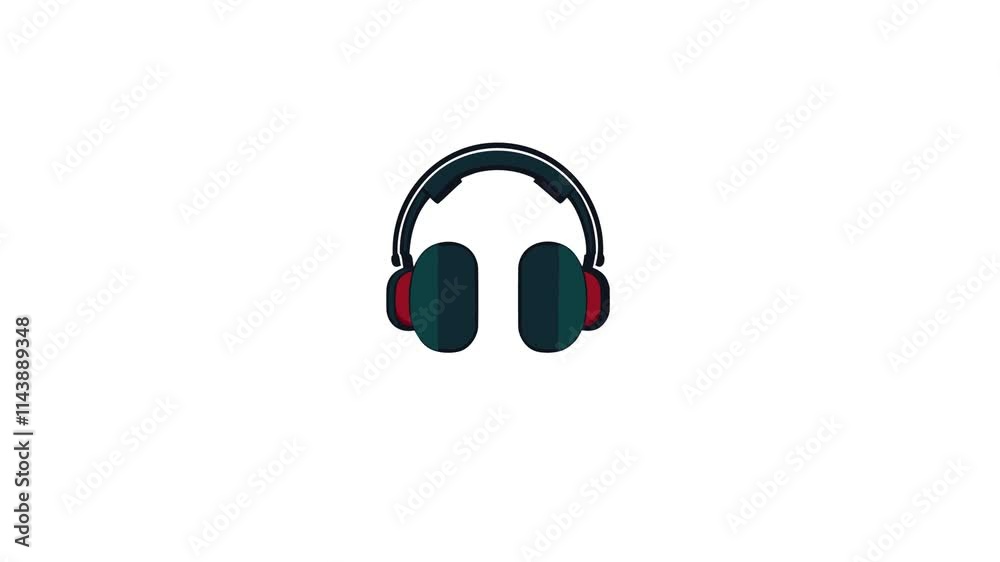 Headphone icon. Headset music animated icon. Audio playing. Portable device, accessory. Headphone icon. Headset music animated icon. Audio playing. Portable device, accessory.