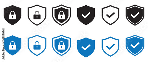 Security shield symbols. padlock Vector illustration.