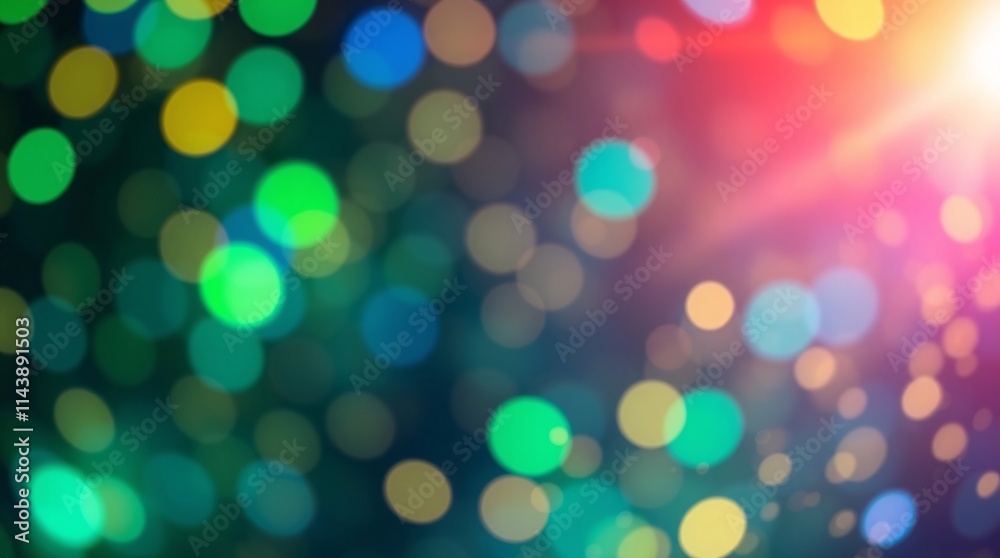  Bokeh light blurs background with white copy space, ideal for fresh and vibrant design projects. Defocused Lights Background with Lens Flare