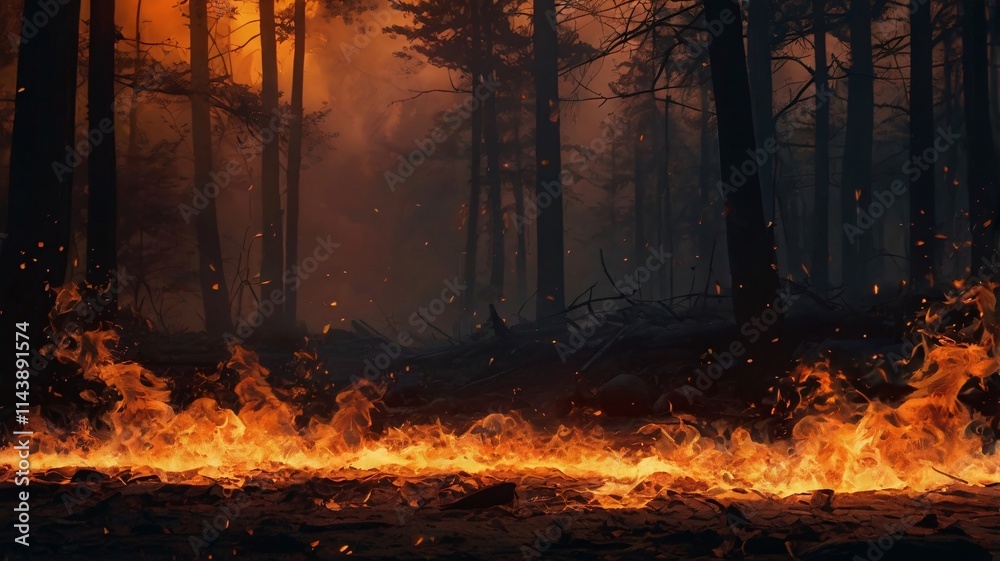 Blazing Forest Fire, Smoky Woods, Glowing Embers, and Destruction V3 Blazing Forest Fire, Smoky Woods, Glowing Embers, and Destruction V3