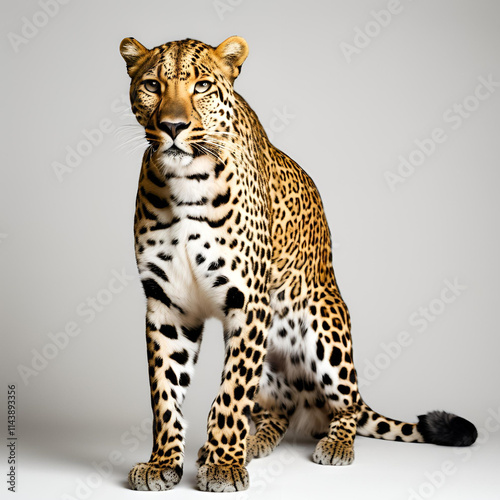 one beautiful leopard on transparent background, cut out, png