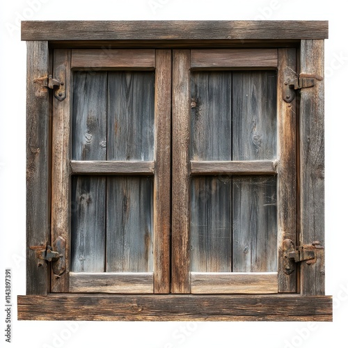 Old vintage wooden window isolated on white background