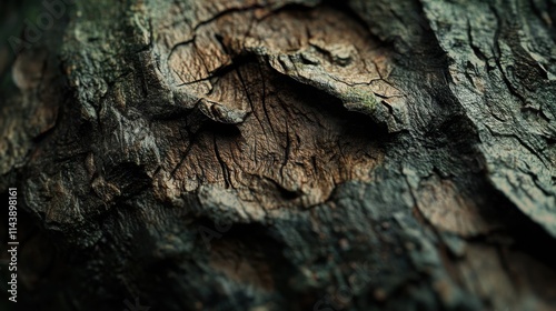 Close-up view of intricate grooves on aged tree bark highlighting nature's textures and patterns photo