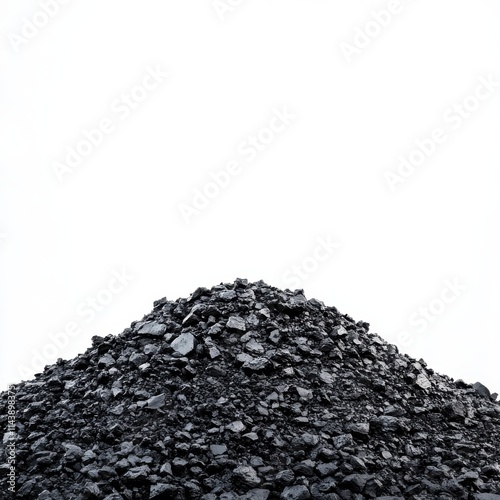 Pile of coal isolated on white background