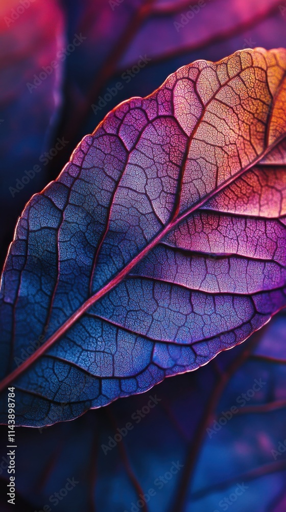 Fototapeta premium Colorful autumn leaves displaying intricate textures and vivid hues under natural light in a vibrant setting