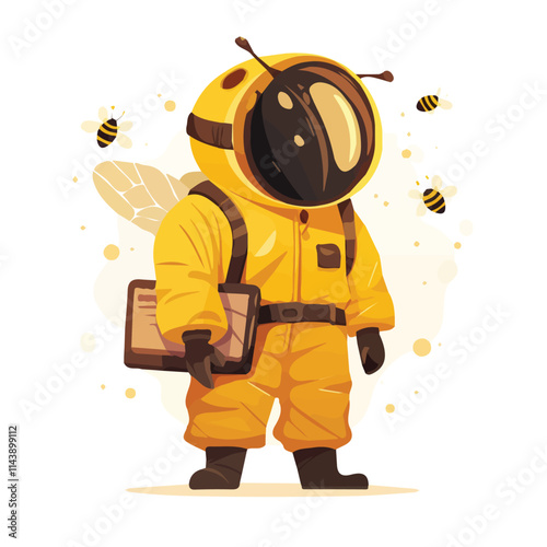 Vector illustration of a beekeeper