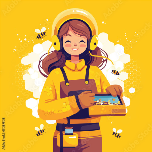 Vector illustration of a beekeeper